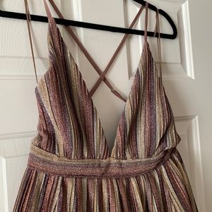 Shimmer striped mini dress